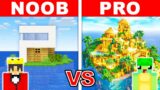 NOOB vs PRO: MODERN ISLAND HOUSE Build Challenge in Minecraft
