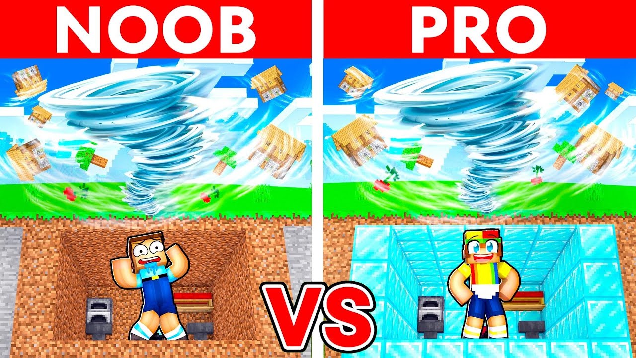 NOOB vs PRO: TORNADO BUNKER Build Challenge in Minecraft! - Minecraft