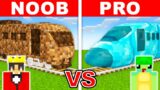 NOOB vs PRO: TRAIN House Build Challenge in Minecraft