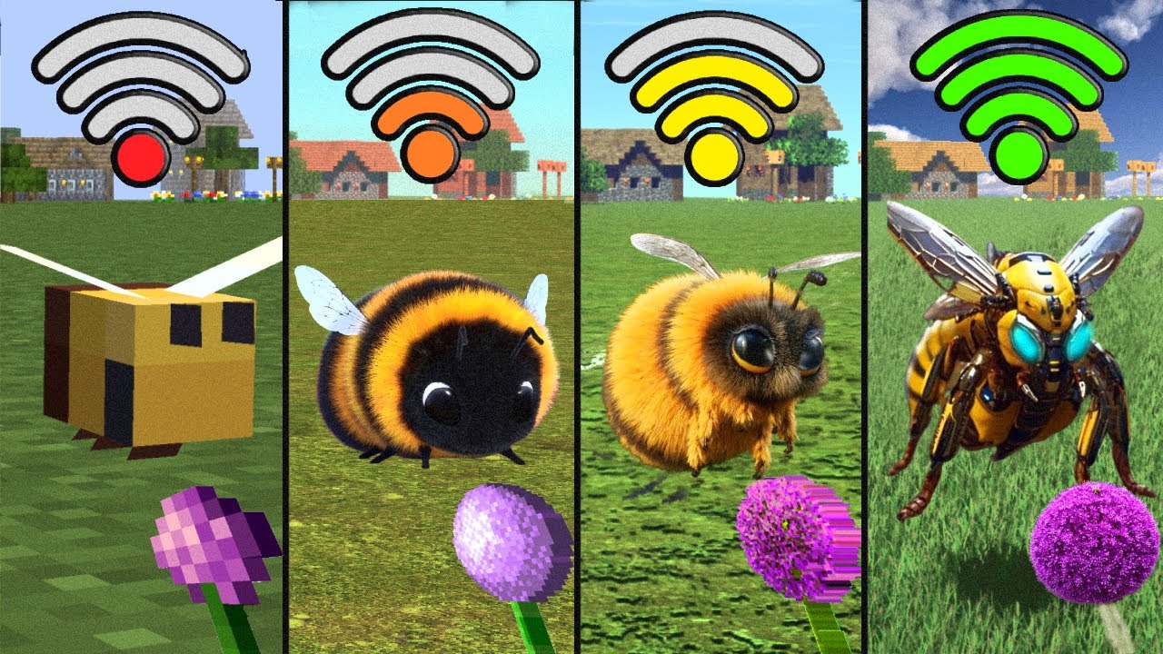 bee physics with different Wi-Fi in Minecraft - Minecraft videos