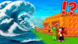 Giant TSUNAMI vs LAVA Security House in Minecraft – Maizen JJ and Mikey