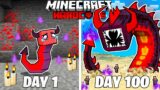 I Survived 100 Days as a DEMON WORM in HARDCORE Minecraft