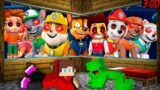 JJ and Mikey hide From Scary Puppies and Ryder from PAW PATROL EXE Minecraft Maizen JJ and Mikey