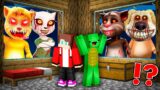 JJ and Mikey hide From Scary TALKING TOM AND ANGELA EXE monsters At Night in Minecraft – Maizen