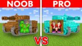 MIKEY vs JJ FAMILY: NOOB vs PRO: TANK HOUSE Build Challenge in Minecraft