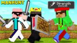 Minecraft Manhunt But I Can ONE HIT Hunters…