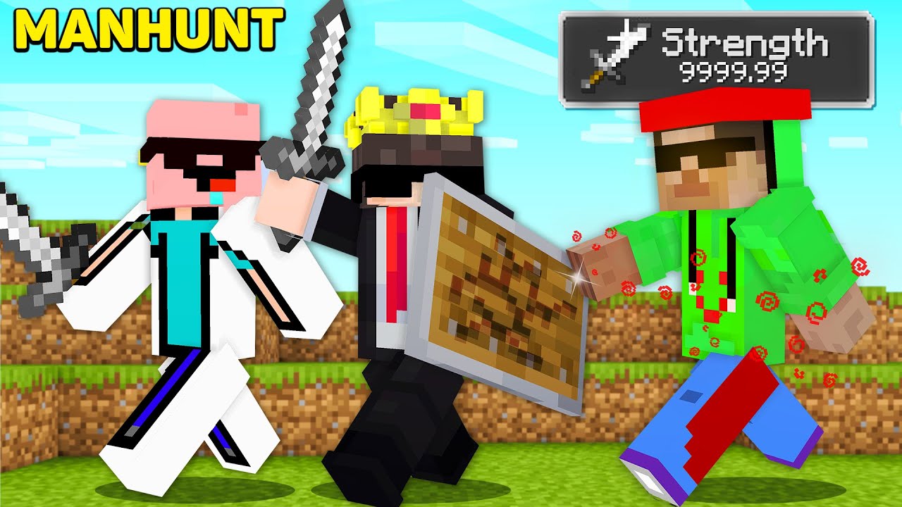 Minecraft Manhunt But I Can ONE HIT Hunters... - Minecraft videos