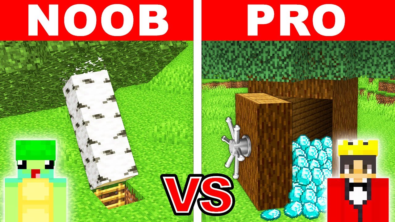 NOOB vs PRO: SECRET SECURE TREE HOUSE Build Challenge in Minecraft ...