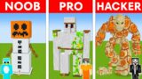 NOOB vs PRO vs HACKER: GOLEM STATUE HOUSE BUILD CHALLENGE in Minecraft