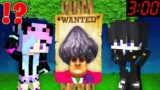 Scary MISS T is WANTED At Night in Minecraft