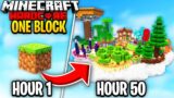 I Survived 50 Hours In ONE BLOCK SKYBLOCK In Minecraft Hardcore!