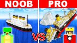 NOOB Vs PRO: SINKNG TITANIC HOUSE Build Challenge In Minecraft