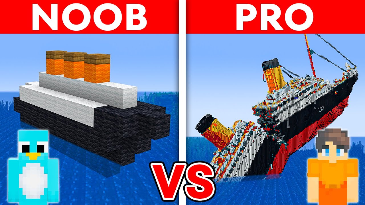 NOOB vs PRO: TITANIC HOUSE Build Challenge in Minecraft - Minecraft videos