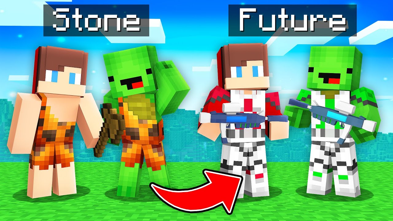 JJ and Mikey From STONE to FUTURE - Maizen Minecraft Animation ...