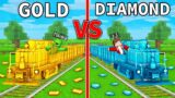 JJ's DIAMOND Train vs Mikey's GOLD Train Build Battle in Minecraft – Maizen