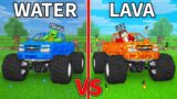 JJ's LAVA Monster Truck vs Mikey's WATER Monster Truck Build Battle in Minecraft – Maizen