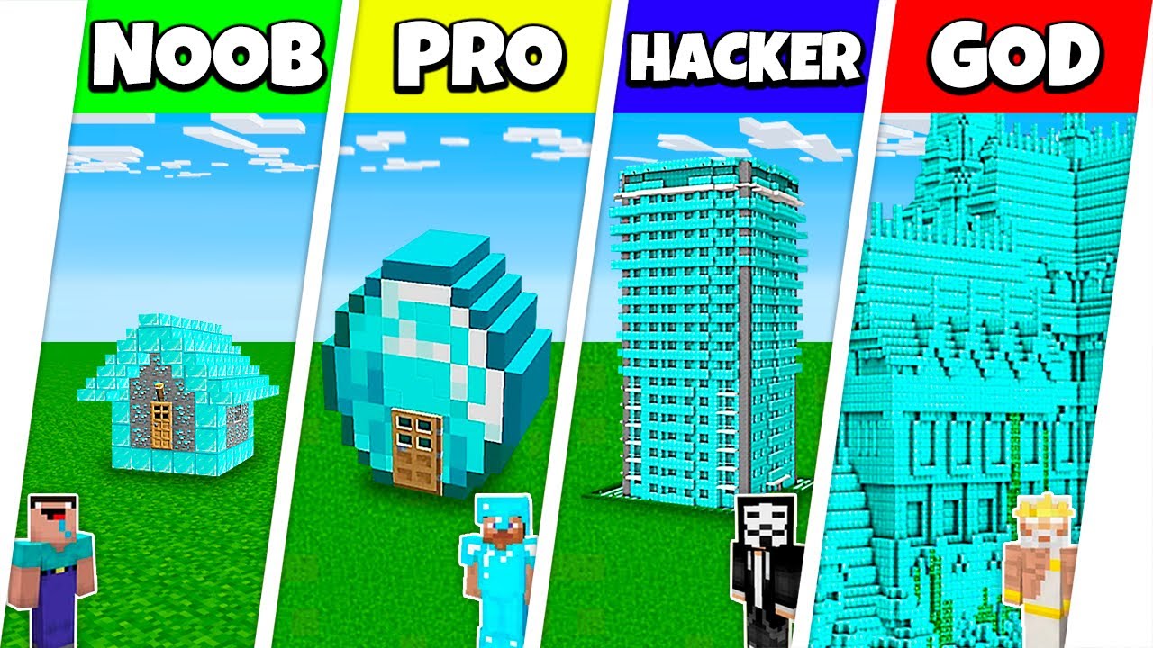 Minecraft Battle: Noob Vs Pro Vs Hacker Vs God: Diamond Block House 