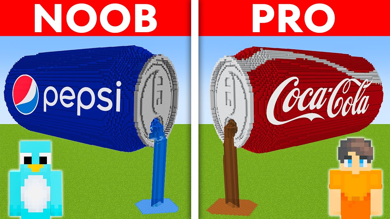 NOOB vs PRO: PEPSI VS COCA COLA HOUSE BUILD CHALLENGE in Minecraft ...