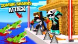 SECURITY HOUSE vs ZOMBIE SHARKS in Minecraft….