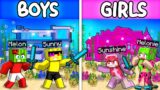 BOYS vs GIRLS UNDERWATER HOUSE Battle In Minecraft!