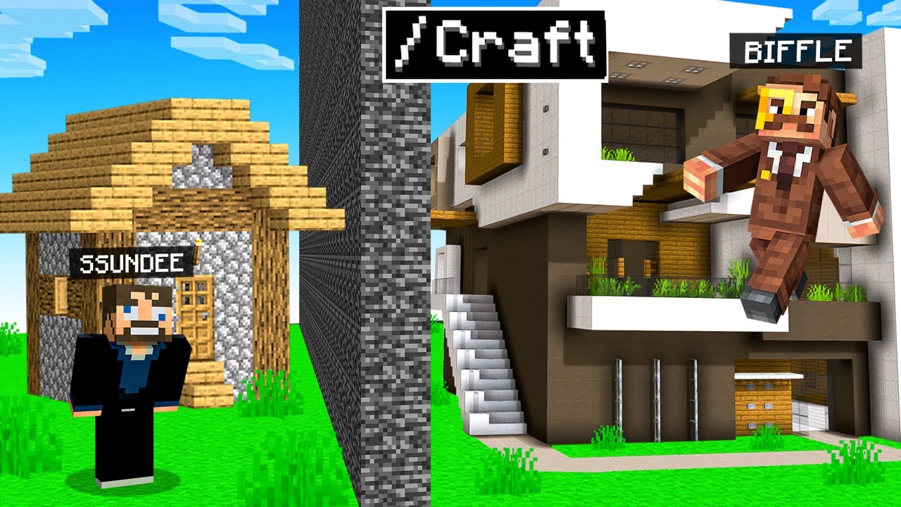 Cheating with Craftable Houses in MInecraft Build Battle Minecraft videos