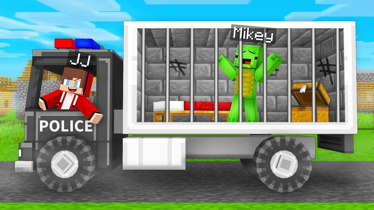 How JJ and Mikey Build PRISON POLICE Base on TRUCK in Minecraft ...