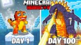 I Survived 100 DAYS as a LAVA GODZILLA in Minecraft Hardcore World… (Hindi) || AB