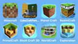 Minecraft, Cube Craft Parkour, Planet Craft, RealmCraft, Primal Craft, Blocky Craft 3D, World Craft