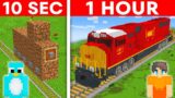 10 Second vs 1 Hour – Train Build Challenge in Minecraft