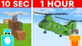 10 Seconds vs 1 Hour – Helicopter Build Challenge in Minecraft