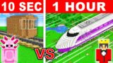 10 Seconds vs 1 Hour – Train House Build Challenge in Minecraft