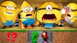 JJ and Mikey HIDE from Jerry , Mel , Gus , Dave Minions from Despicable Me 4 in Minecraft Maizen