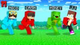 JJ and Mikey Speedrunners vs Cash and Nico Hunters Survive Battle in Minecraft Maizen!