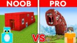 NOOB vs PRO: TRAIN EATER WORM House Build Challenge in Minecraft (Scary)