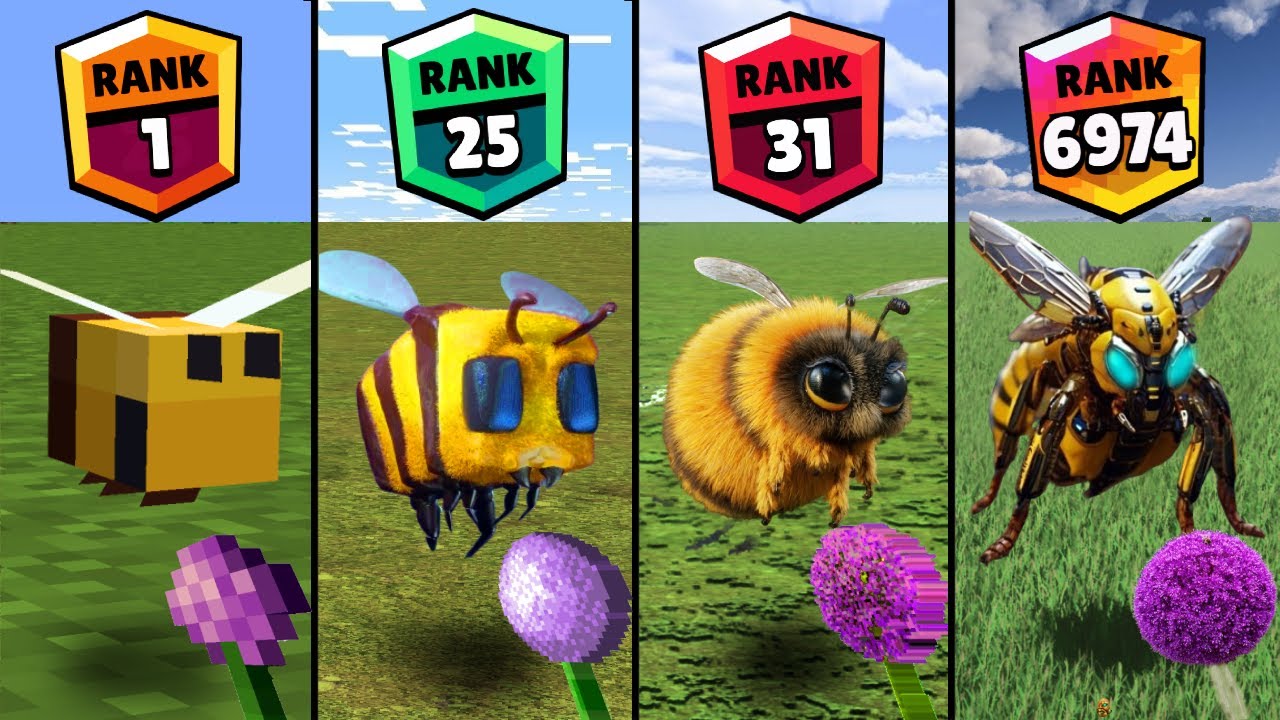 bee with different ranks in Minecraft - Minecraft videos