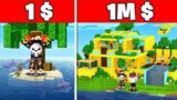 $1 vs $1,000,000 Million UPGRADING ISLAND in MINECRAFT….