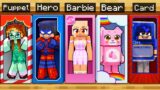 10 FRIENDS on one BARBIE BLOCK in Minecraft!