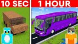 10 Second vs 1 Hour – Bus House Build Challenge in Minecraft