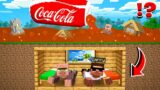 Carry Villager vs Coca Cola Lava Flood in Minecraft!!