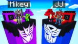 JJ's AUTOBOT vs Mikey's DECEPTICON Survive Chunk Battle in Minecraft – Maizen