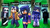 10 FRIENDS on one SCARY BLOCK in Minecraft!