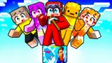 5 Friends on a YouTuber Block in Minecraft