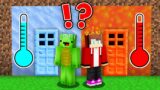 JJ FIRE DOOR vs Mikey ICE DOOR Survival Battle in Minecraft Maizen!