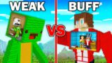 Mikey WEAK vs JJ BUFF Statue Base in Minecraft (Maizen)