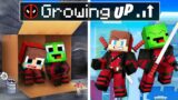 Mikey and JJ Grow up as DEADPOOL in Minecraft! (Maizen)