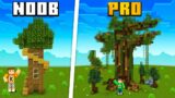 Minecraft NOOB vs. PRO Tree House Build Challenge!