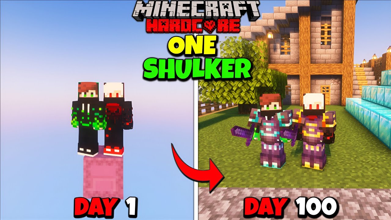We Survived 100 Days On ONE SHULKER Only World In Minecraft Hardcore ...