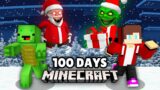 JJ and Mikey SURVIVED 100 days with GRINCH and SANTA At Night in Minecraft Challenge Maizen