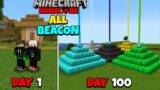 We Made ALL 5 BEACONS In 100 Days In Minecraft Hardcore !