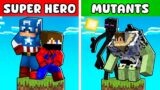 SUPERHERO vs MUTANT One Block in Minecraft!